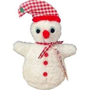 Rare Vintage Mary Meyer  Musical Snowman Plush Stuffed Toy Wind Up Christmas 14”